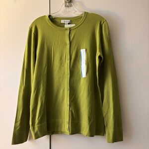 NWT Merona Long Sleeve Button Down Olive Green Cardigan Sweater Size Large